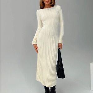 Princess Polly Ryo Long Sleeve Rib Maxi Dress brown beige